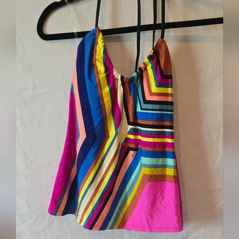 NWT Trina Turk Colorful Halter Tankini Top Size 2
